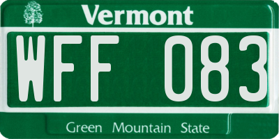 VT license plate WFF083