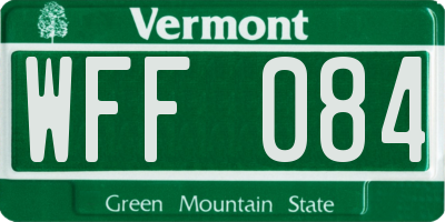 VT license plate WFF084