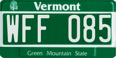 VT license plate WFF085