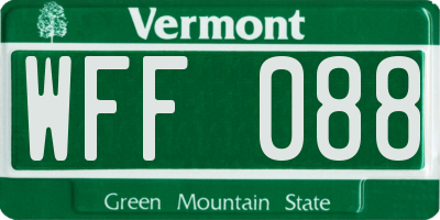 VT license plate WFF088