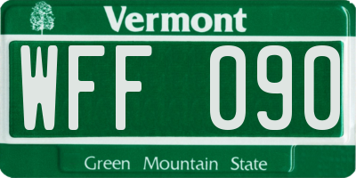 VT license plate WFF090