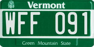 VT license plate WFF091