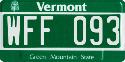 VT license plate WFF093