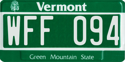 VT license plate WFF094
