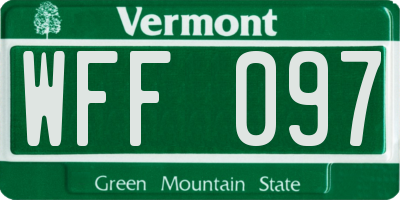 VT license plate WFF097