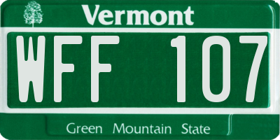 VT license plate WFF107