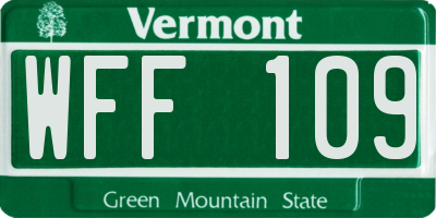 VT license plate WFF109