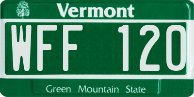 VT license plate WFF120