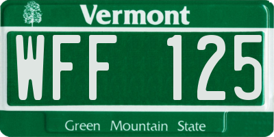 VT license plate WFF125