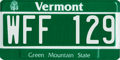 VT license plate WFF129
