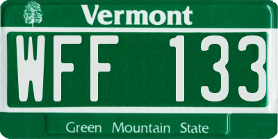 VT license plate WFF133