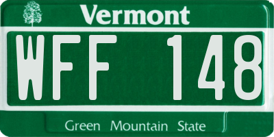 VT license plate WFF148