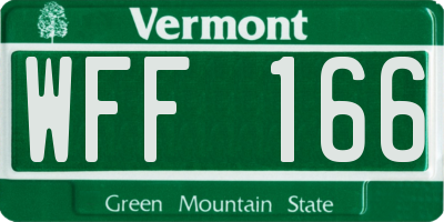 VT license plate WFF166