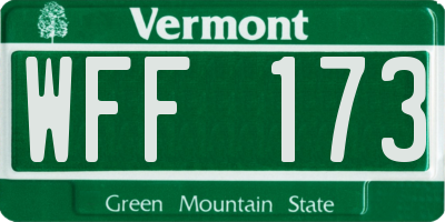 VT license plate WFF173