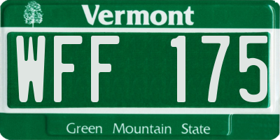 VT license plate WFF175