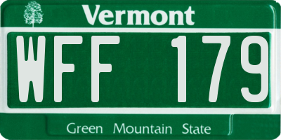 VT license plate WFF179