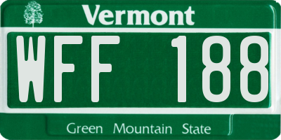 VT license plate WFF188