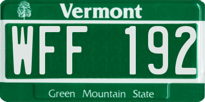 VT license plate WFF192