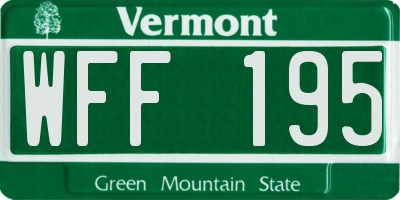 VT license plate WFF195