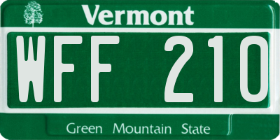 VT license plate WFF210