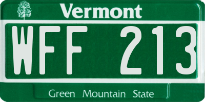 VT license plate WFF213