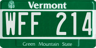 VT license plate WFF214
