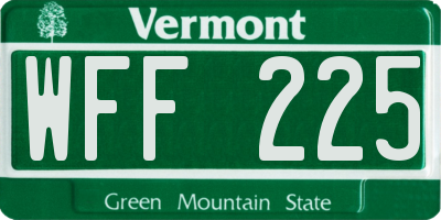 VT license plate WFF225