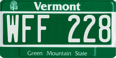 VT license plate WFF228
