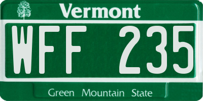 VT license plate WFF235