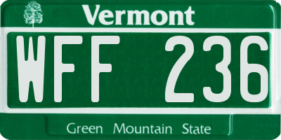 VT license plate WFF236