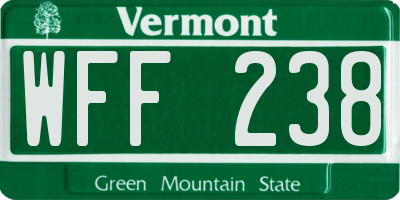 VT license plate WFF238