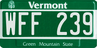 VT license plate WFF239