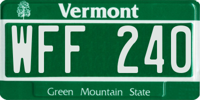 VT license plate WFF240