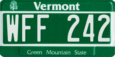 VT license plate WFF242