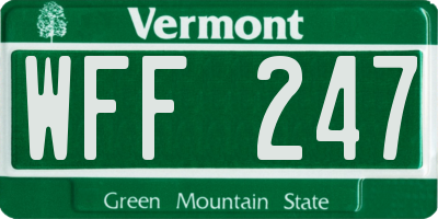 VT license plate WFF247