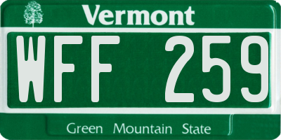 VT license plate WFF259