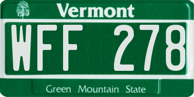 VT license plate WFF278
