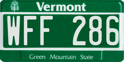 VT license plate WFF286