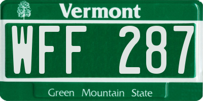 VT license plate WFF287