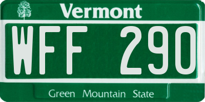 VT license plate WFF290