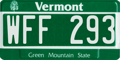 VT license plate WFF293