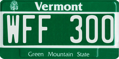 VT license plate WFF300