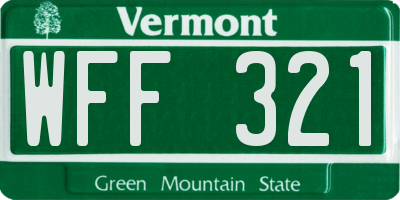 VT license plate WFF321