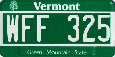 VT license plate WFF325