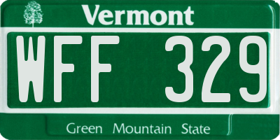 VT license plate WFF329