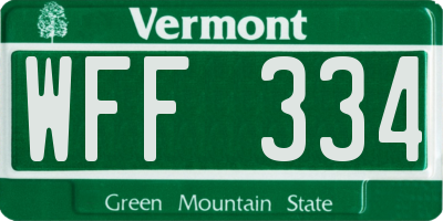 VT license plate WFF334