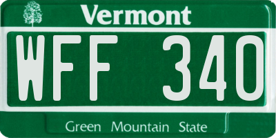 VT license plate WFF340