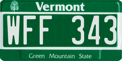 VT license plate WFF343