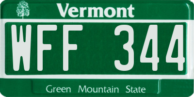 VT license plate WFF344