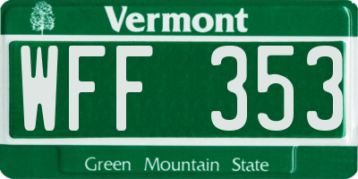 VT license plate WFF353